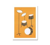 Vintage Style Musical Instrument Poster Orange Black Piano Drum Canvas Painting Modern Wall Picture Music Room Home Decor(B,30x40cm No Frame)