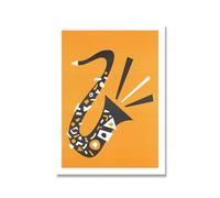 Vintage Style Musical Instrument Poster Orange Black Piano Drum Canvas Painting Modern Wall Picture Music Room Home Decor(E,30x40cm No Frame)
