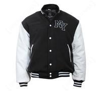Vintage Style NY Baseball Jacket - Black & White Letterman Varsity Jersey
