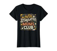 Vintage Style Over Stimulated Mums Club Value Graphic T-Shirt, Women, Black, L
