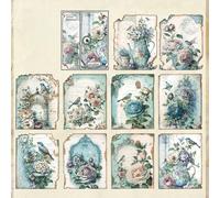 Vintage Style Paper Pack of 30 for Scrapbooking, Crafting and Planner Decoration Ideal for Unique DIY Projects(3 Bird Flower Season)
