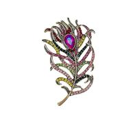 Vintage Style Peacock Feather Brooch Pin with Shiny Rhinestones for Formal Events Fashion Clothing Accessories Rhinestone Brooch, フリーサイズ