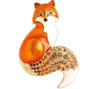 Vintage Style Realistic Fox Orange Enamel Brooch Lapel Pin UK Seller
