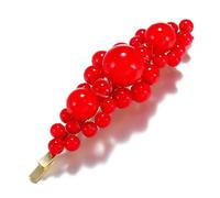 Vintage Style Red Beaded Hair Clips Sweet Atmosphere Hairpin Bangs Barrette