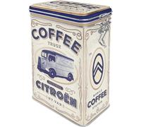 Vintage Style Retro Embossed Tin with Clip Close Lid - Citroen Coffee Truck