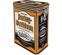 Vintage Style Retro Embossed Tin with Clip Close Lid - Harley Davidson Orange