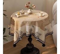Vintage-Style Round Tablecloth, French Retro Light Luxury Round Coffee Table Cover Tablecloths Washable Water-Repellent with Lotus-Effect, Durable Scratch G,80×80cm