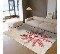 Vintage Style Rugs 60x90cm Red Snowflake Print Non-slip with Rubber Backing Thin Washable Carpet for Living Room Bedroom Playroom Decor