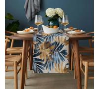 Vintage Style Table Runner 13x60 inch Abstract Palm Leaf Tropical Plants Cotton Linen Dining Table Runner Ideal for Dresser Kitchen Coffee Tables - Machine Washable