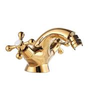Vintage Style taps Antique Brass Bidet Shower Basin Faucet Dual Cross Handles Hot Cold Water Mixer Tap Lead-Free Spout Toilet(Gold)