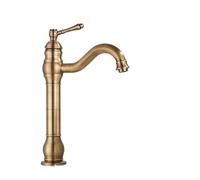 Vintage Style Taps Antique Brass Deck Mounted Bathroom Faucet - Hot & Cold Mixer Basin Faucet, Short Style Water Column(Antique Brass High)