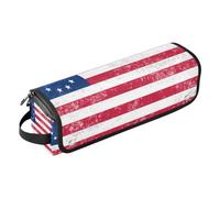 Vintage Style Tea Stained Betsy Ross Flag 2 in 1 Hair Tools Organizer and Heat Resistant Mat Large Capacity Hair Straighteners Organizer for Curling Iron Straightener Flat Dryer