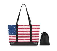 Vintage Style Tea Stained Betsy Ross Flag Sturdy Travel Bag with Zipper Bag for Work for Travel with Tablet bolso para laptop mujer