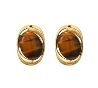 Vintage Style Tiger's Eye Stud Earrings for Women Elegant Gold - Plated Twisted Design Statement Earrings Unique Natural Gemstone Earrings Jewelry Gift