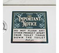 Vintage style toilet notice sign. Do not flush any other product apart from tissue down the toilet. 100mm x 100mm sticker. Deluxe silver effect - Self adhesive label (1)