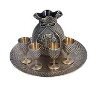 Vintage Style Turkish Tea Set, 6 Pieces Zinc Alloy Embossment Exquisite Pattern Fadeless Highly Durable Turkish Coffee Set