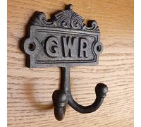 Vintage Style Twin Coat Hook Cast Iron GWR Victorian Repro Double Peg 110mm x 120mm Great Western Railway