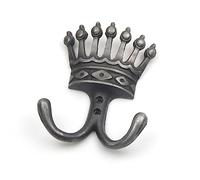 Vintage Style Twin Coat Hook Cast Iron Royal Crown 100mm x 135mm