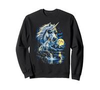 Vintage Style Unicorn Moonlit Mountain Retro Wilderness Art Sweatshirt