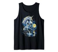 Vintage Style Unicorn Moonlit Mountain Retro Wilderness Art Tank Top