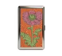 Vintage Style Versatile Metal Wallets Credit Card Case Women with RFID Protection Durable High-Polish Women Blocking Card Holder Men Credit ID Business Cards(Poppy)