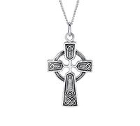 Vintage Style Viking Love Knot Religious Infinity Trinity Celtic Cross Pendant Necklace For Women Teens Oxidized .925 Sterling Silver