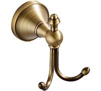Vintage Style Wall Mounted Towel Hooks Antique Brass Bathroom Robe Coat Hanger with Brushed Double Hooks (Horn Hook)