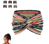 Vintage Style Wide Tie-Dye Hairband, Sporty Elastic Hair Accessories Headbands, Printed Cross, Extra Wide Border (F)