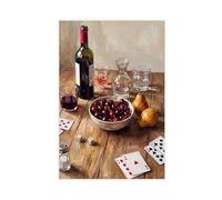 Vintage-style Wine And Fruit Oil Painting Kitchen Decoration Canvas Poster Bedroom Decor Landscape Office Room Decor Gift 8" L X 12" W