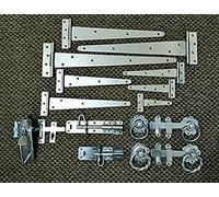 Vintage Style Zinc Garden Gate Ring Latch Suffolk Latch Door Hinges Shed Door (18'' T-Hinge (Pair))