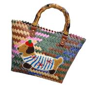 Vintage Styles Dachshund Dog Pattern Handbag Multi Color Woven Design Large Capacity Commuters Bag for Women Women's Commuters Bag