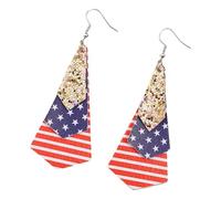 Vintage Styles Patriotic Earrings Featuring Layer Printing And Americans Flags Sequins For Independence Day Celebrations Unique Designs Earrings