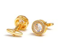Vintage Styles Round Cufflinks with Cubic Zirconia Stones for Men in Formal and Social Event Round Zirconia Cufflinks