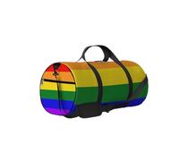 Vintage Stylish Bright Rainbow Striped Pattern Sports Bag Tote Bags Waterproof Gym Bag with Shoulder Strap Zipper 2 Side Pockets for Men and Women, Travel and Storage Shoulder Bags