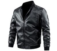 Vintage Stylish Men's Motorcycle Leather Jacket, Bomber Outwear Zip Up Lapel Collar Flying Jacket Lightweight Biker Jacket Zipper Pocket Steampunk Jacket Leather Casual Coat Slim Fit Pu Coat