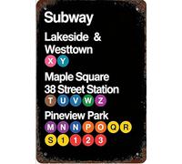 Vintage Subway Station Metal Tin Sign, 8x12 Inch Retro Metro Line Wall Art Decor, Rustic Industrial Plaque for Man Cave, Bar, Cafe, Hallway, Home Decor, Gift for Urban Transit Enthusiasts
