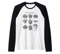 Vintage Succulent Field Guide Botanical Plant Lover Raglan Baseball Tee