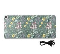 Vintage Succulent Plants Green Leather Heated Gaming Mouse Pad 31.5 x 13 in Hand Warmer Keyboard Mat for Laptop Desk Writing,Study