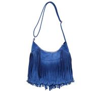 Vintage Suede Fringe Purse for Women Western Cowgirl Crossbody Bag Hobo Bags Long Tassel Hippie Shoulder Handbag, Blue, M