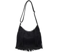 Vintage Suede Fringe Purse for Women Western Cowgirl Crossbody Bag Hobo Bags Long Tassel Hippie Shoulder Handbag, Black, M