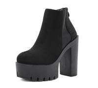 Vintage Suede Petite Size 5 High Heel Ankle Boots for Women - Comfortable Winter Booties for Casual Office, Party, Daily Walking,Black,4.5 UK