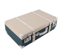 Vintage Suitcase, Wooden Decorative Retro Luggage Case with PU Leather Handle Big Capacity for Home Family Living Room Office Decor Display