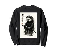 Vintage Sumi-e Ink Wash Bushido Warrior Hedgehog Sweatshirt