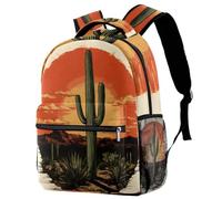 Vintage Summer Sunset Cactus Art of Desert Backpack Rucksack for Girls Boys Schoolbag for Elementary Middle Students