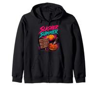Vintage Summerween Slasher Summer Spooky Camp Halloween Cute Zip Hoodie