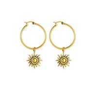 Vintage Sun Drop Earrings Large Circle Round Hoop Earrings Women Flaming Sun Dangle Earrings Boho Ear Jewelry, Zinc, No Gemstone
