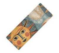 Vintage Sun Moon Face Retro Yellow Blue printed yoga mat hot yoga Thick 1 mm for home gym non slip, with bag tapete para ejercicio 71x26 inches