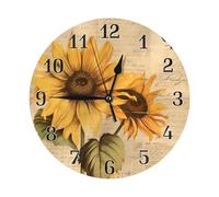 Vintage Sunflower Bee Wall Clock yellow Floral Silent Non-Ticking Wall Clocks Battery Operated for Living Room Bedroom Kitchen Office Decorative