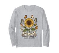 Vintage Sunflower Butterfly Boho Fields Nature Long Sleeve T-Shirt