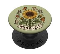 Vintage Sunflower Butterfly Boho Fields Nature PopSockets Adhesive PopGrip
